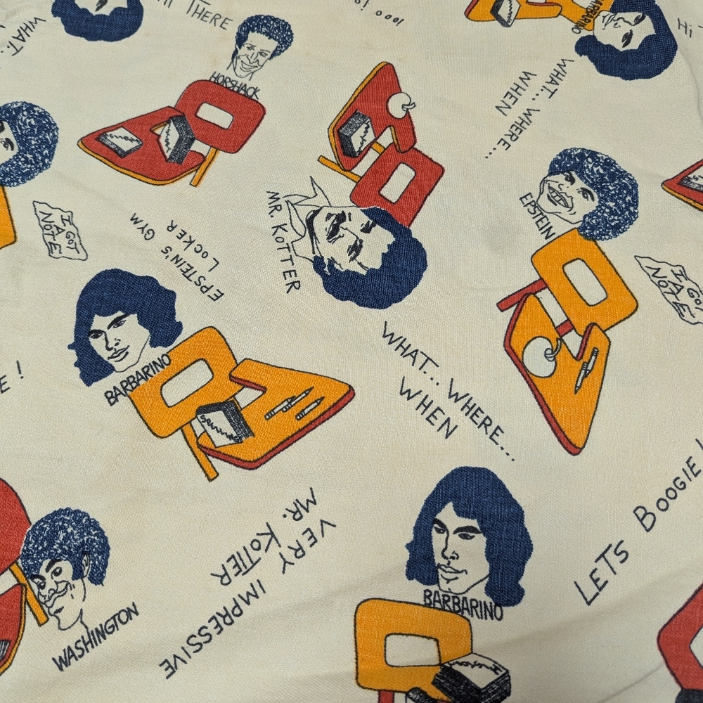 Welcome Back Kotter 1970's Sitcom Vtg Heavy Cotton Fabric 45" X 208" 5.75 Yd SEE